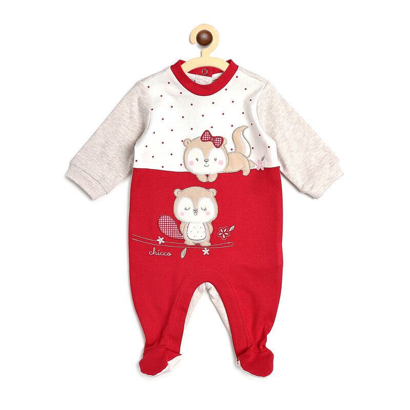 Girls Dark Pink Knitted Leg Opening Babysuit image number null